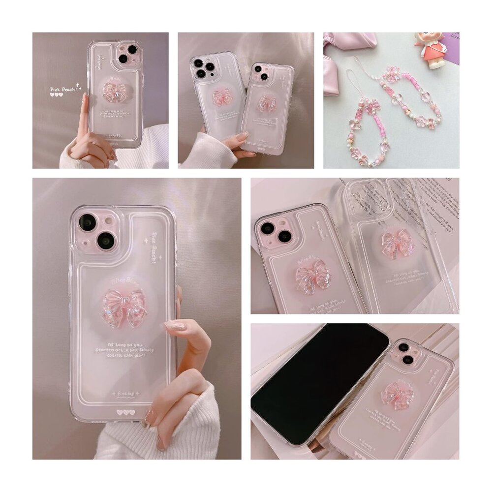 Cute Pink Bowknot TPU Case for iPhone – Slim Protective Cover for iPhone X/XS